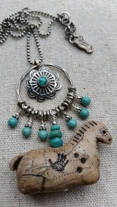 turquoise and sterling horse necklace